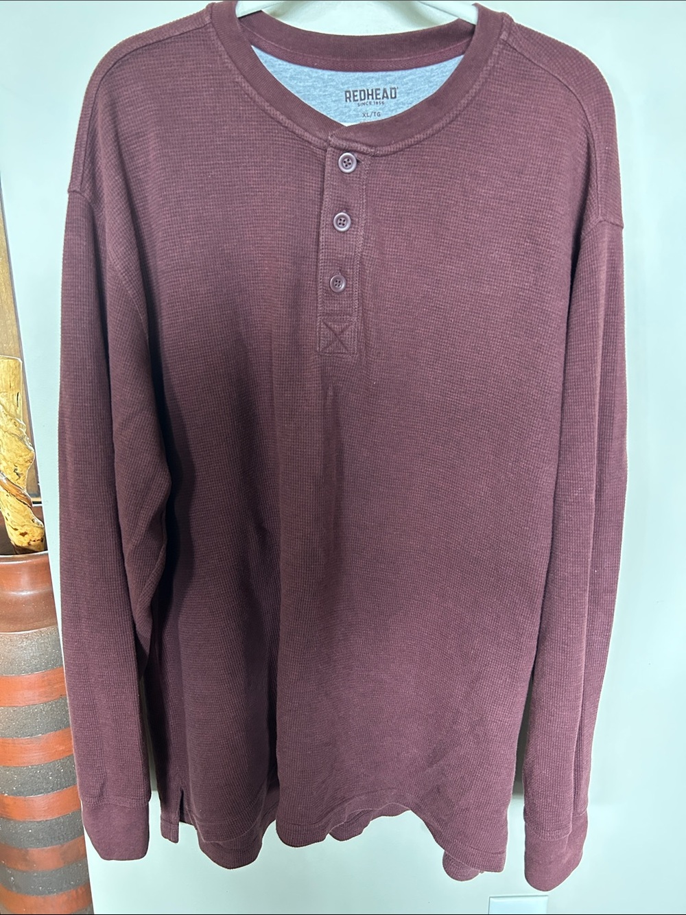 Red Head Brown Thermal Henley Shirt - XL